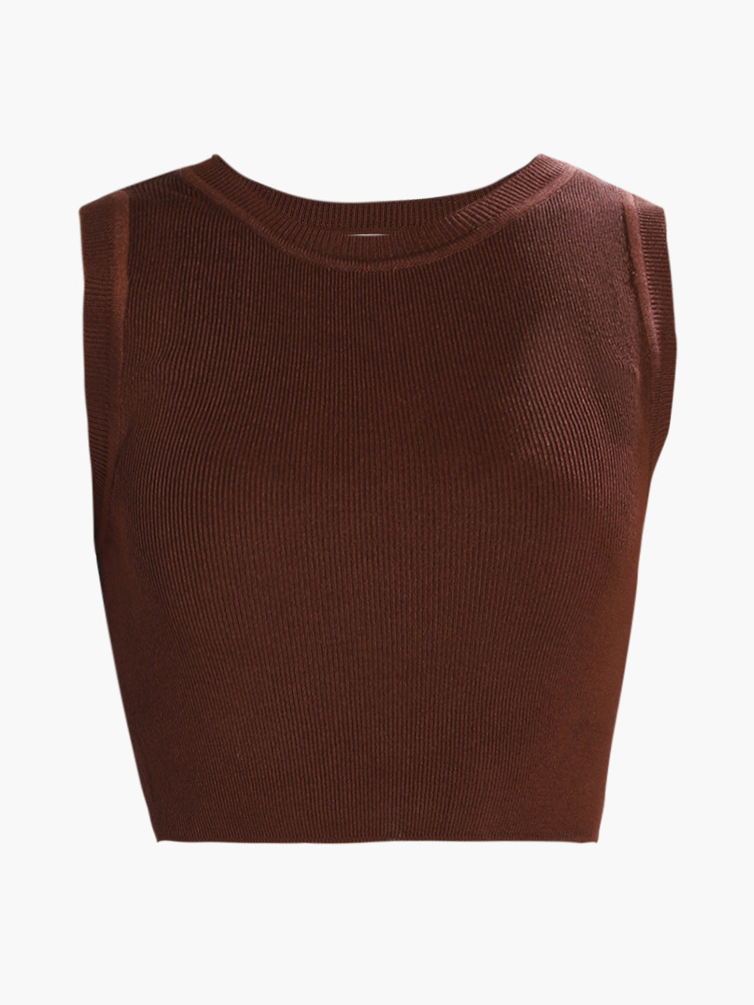 Dark Brown Cropped Knit Top