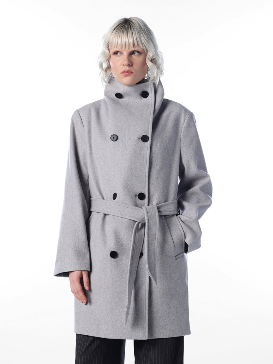 Grey Belted Coat