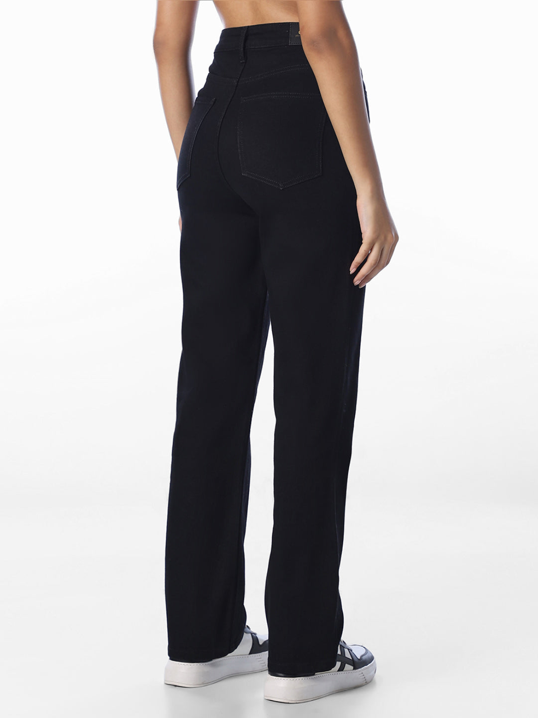 Black High Rise Straight Fit Jeans