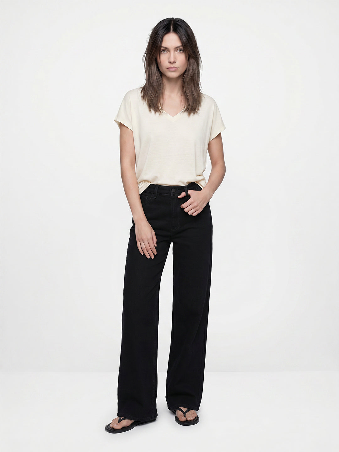 Black High Rise Wide Leg Jeans