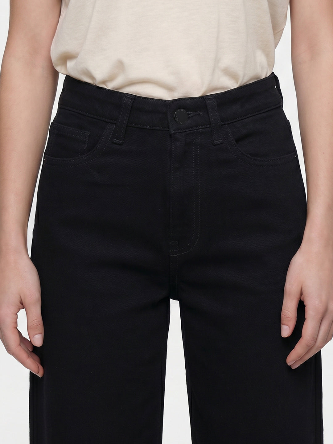 Black High Rise Wide Leg Jeans