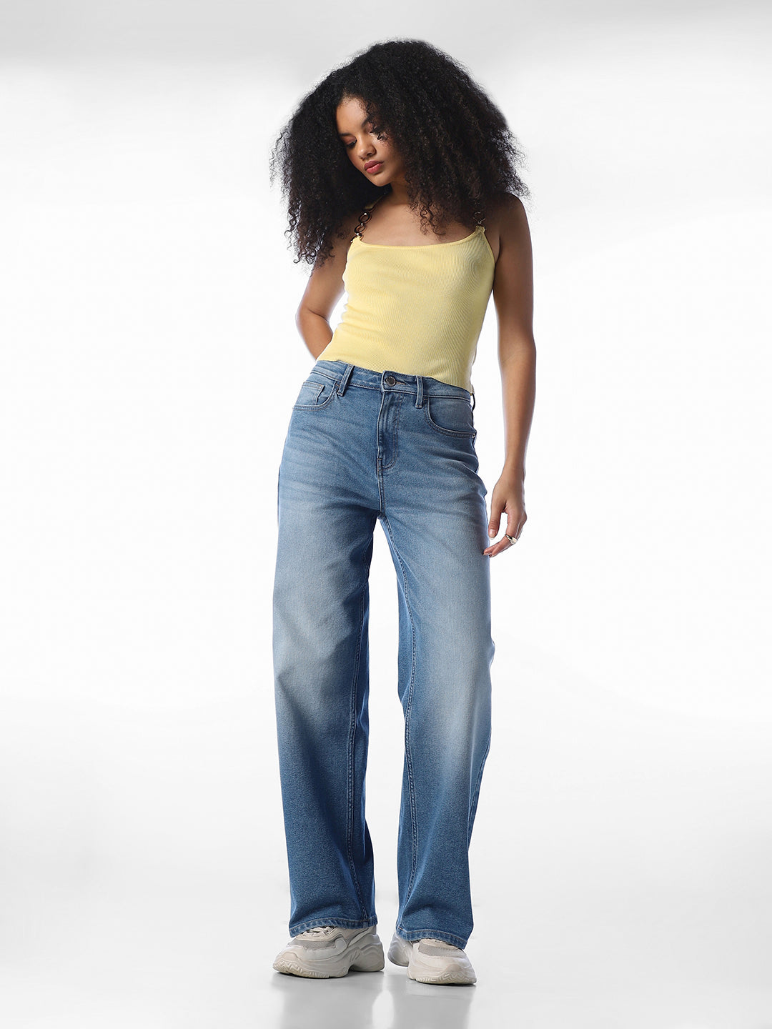 Blue Washed Straight Fit Jeans