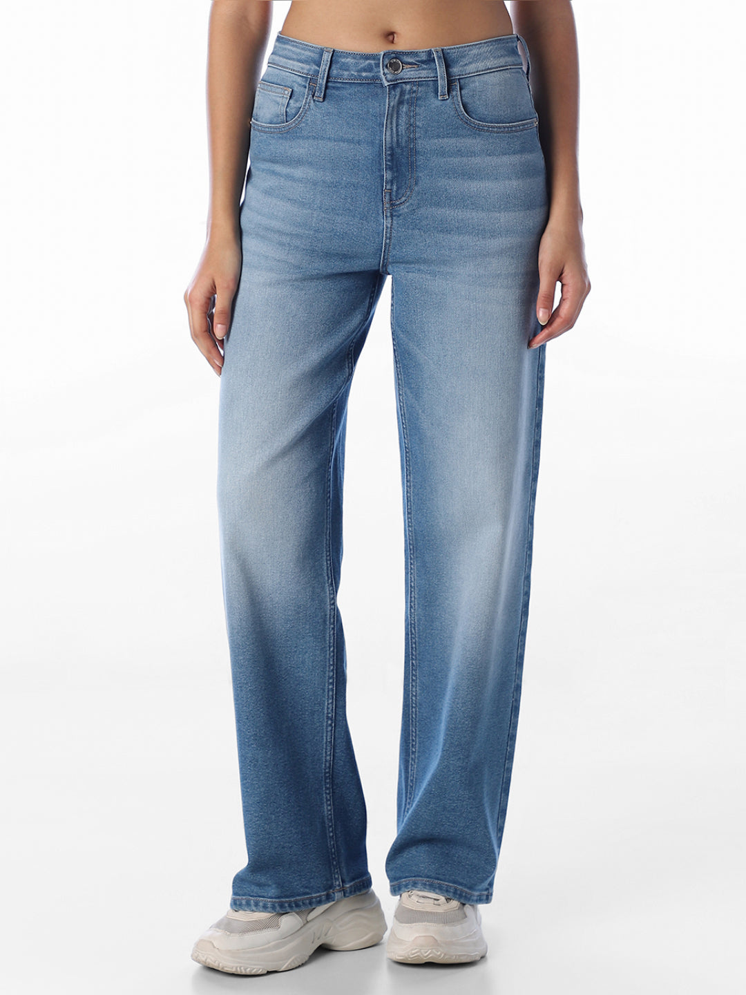 Blue Washed Straight Fit Jeans