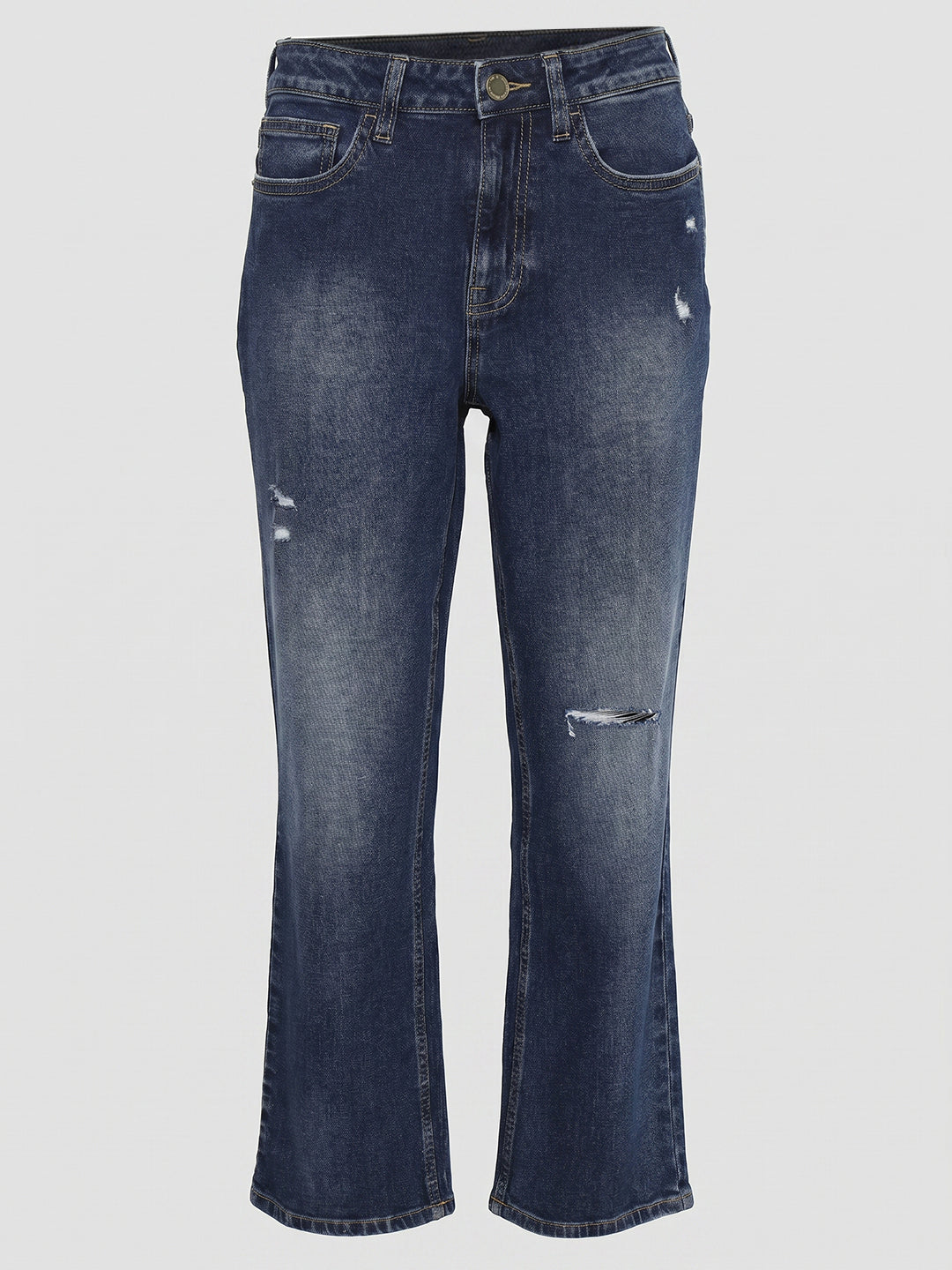 Distressed Straight Fit Jeans