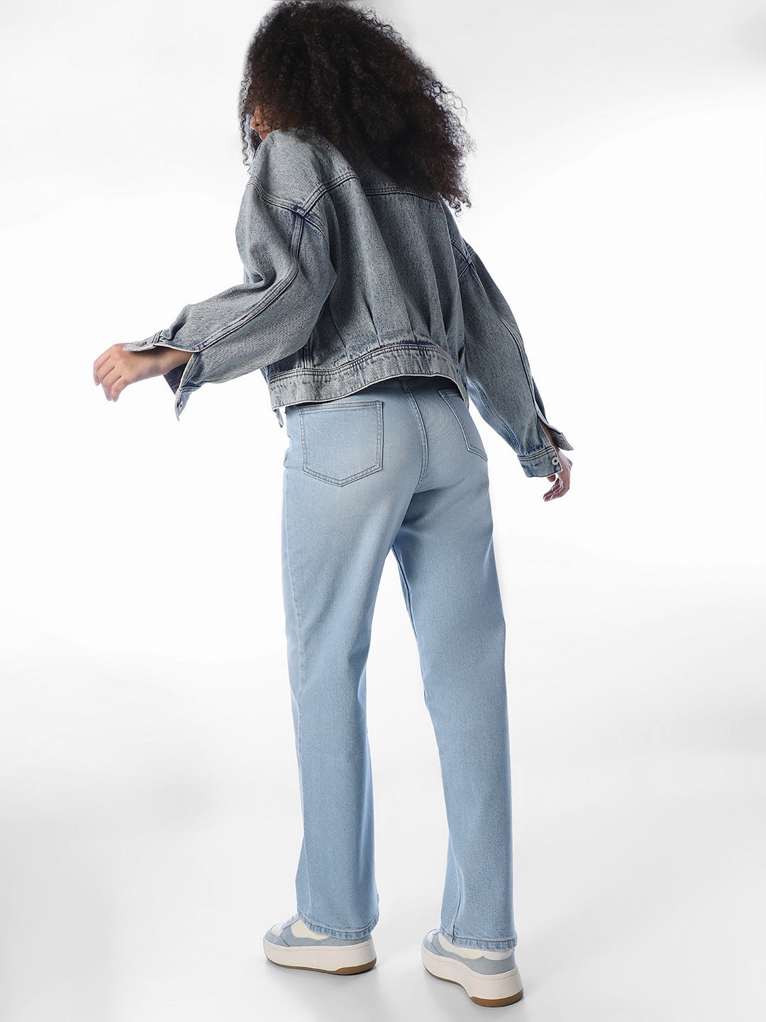 Light Blue High Rise Straight Fit Jeans