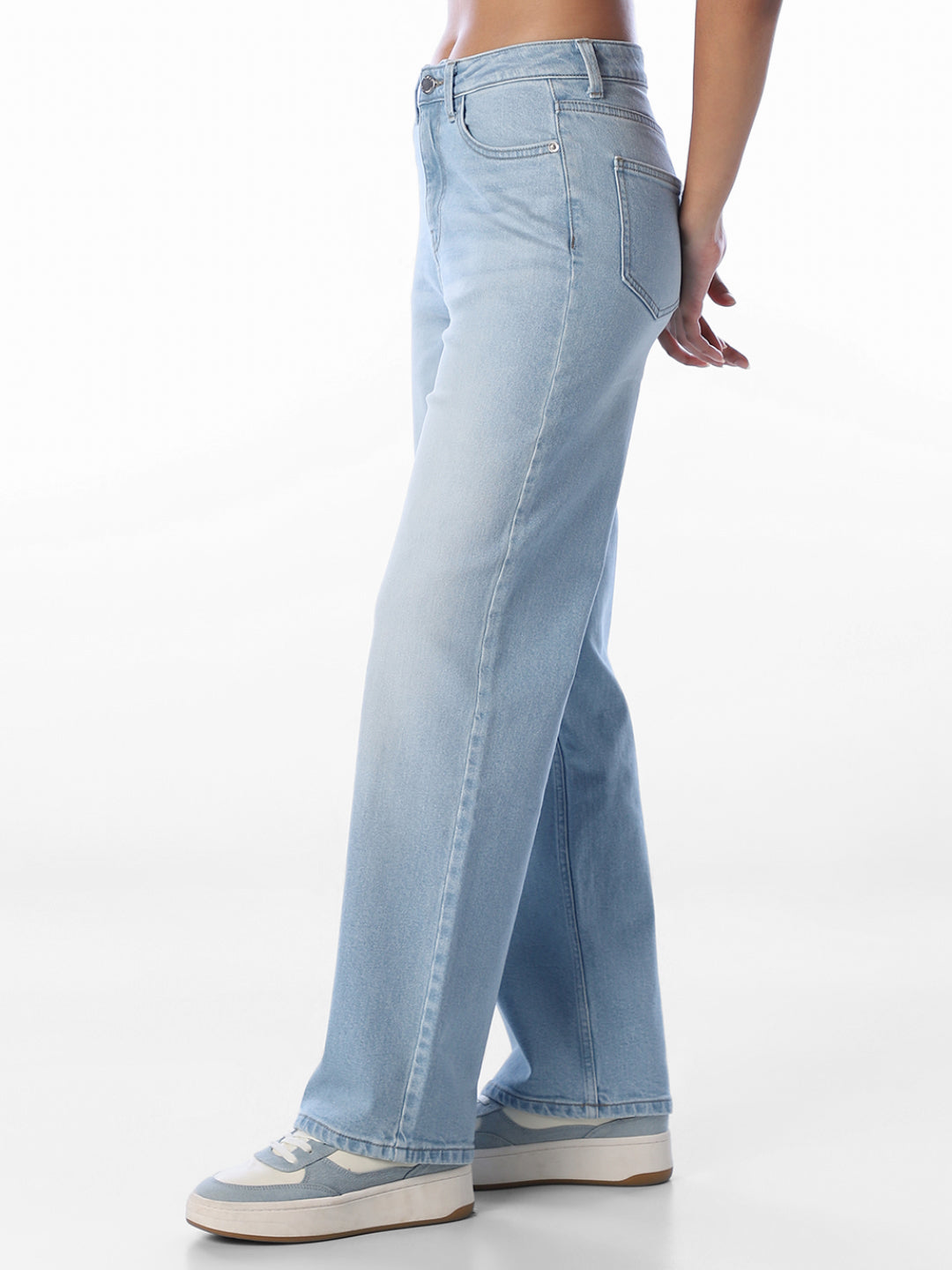 Light Blue High Rise Straight Fit Jeans