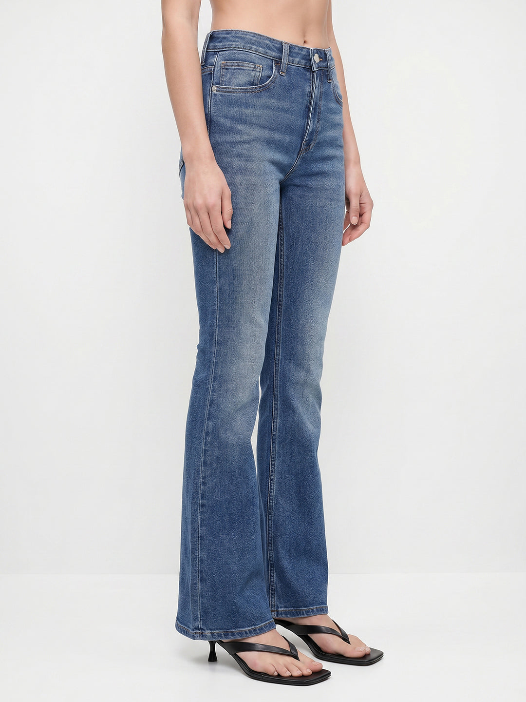 Blue High Rise Flared Jeans