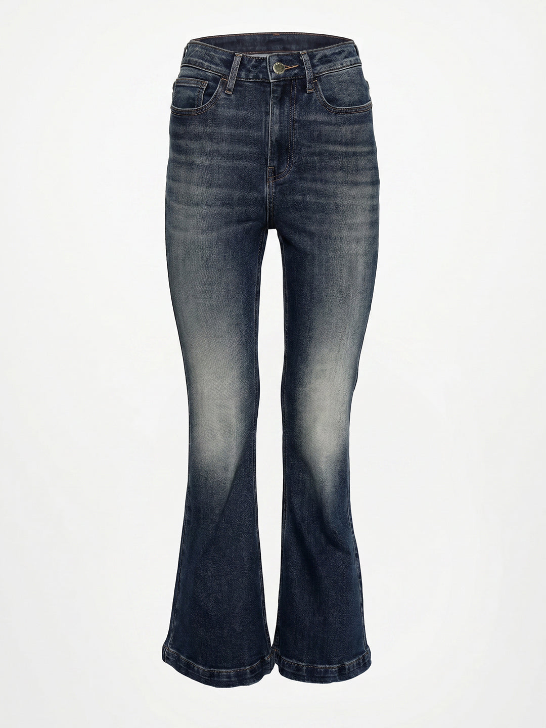 Dark Blue High Rise Flared Jeans