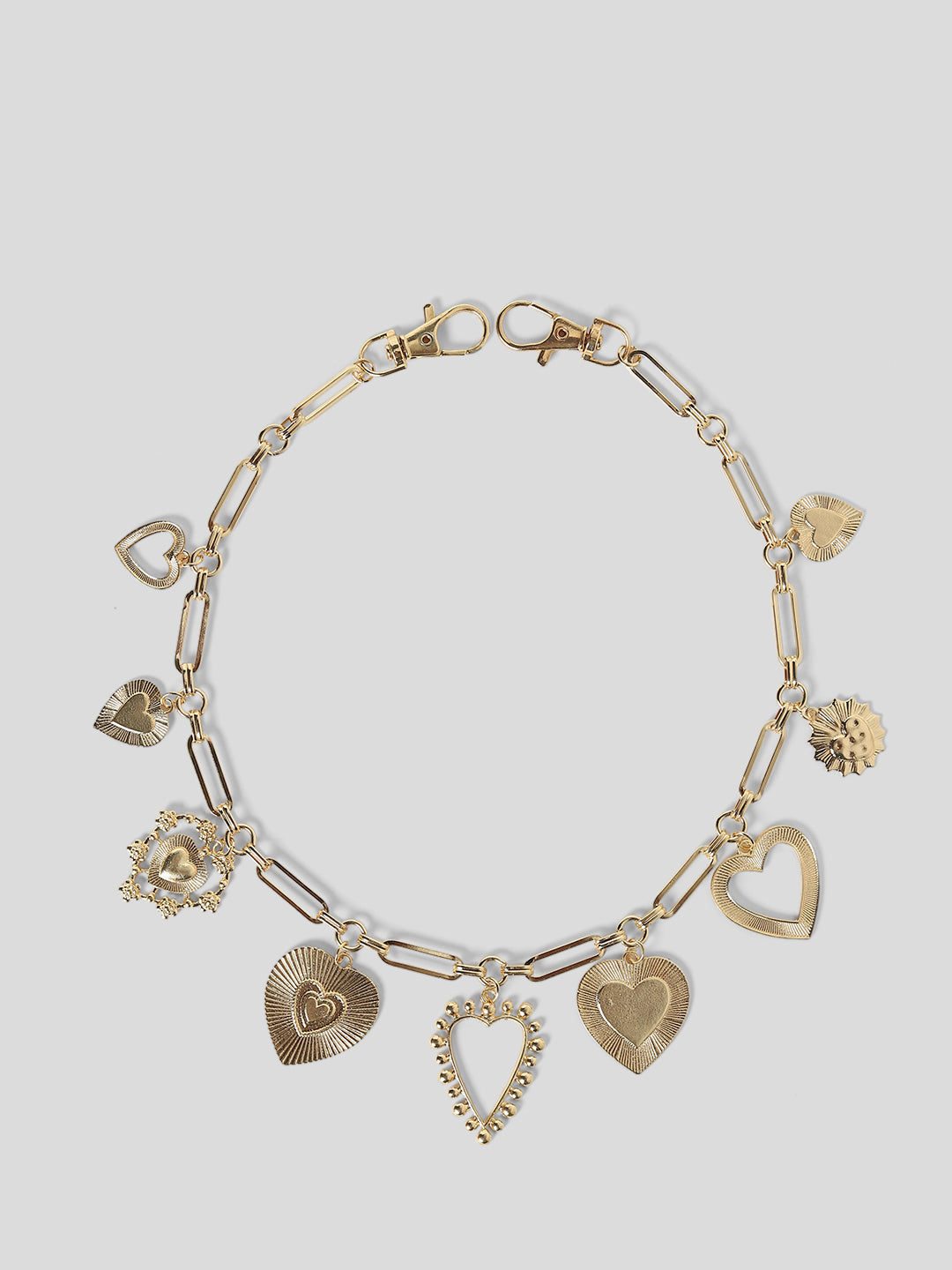 Gold-Toned Heart Charm Bracelet