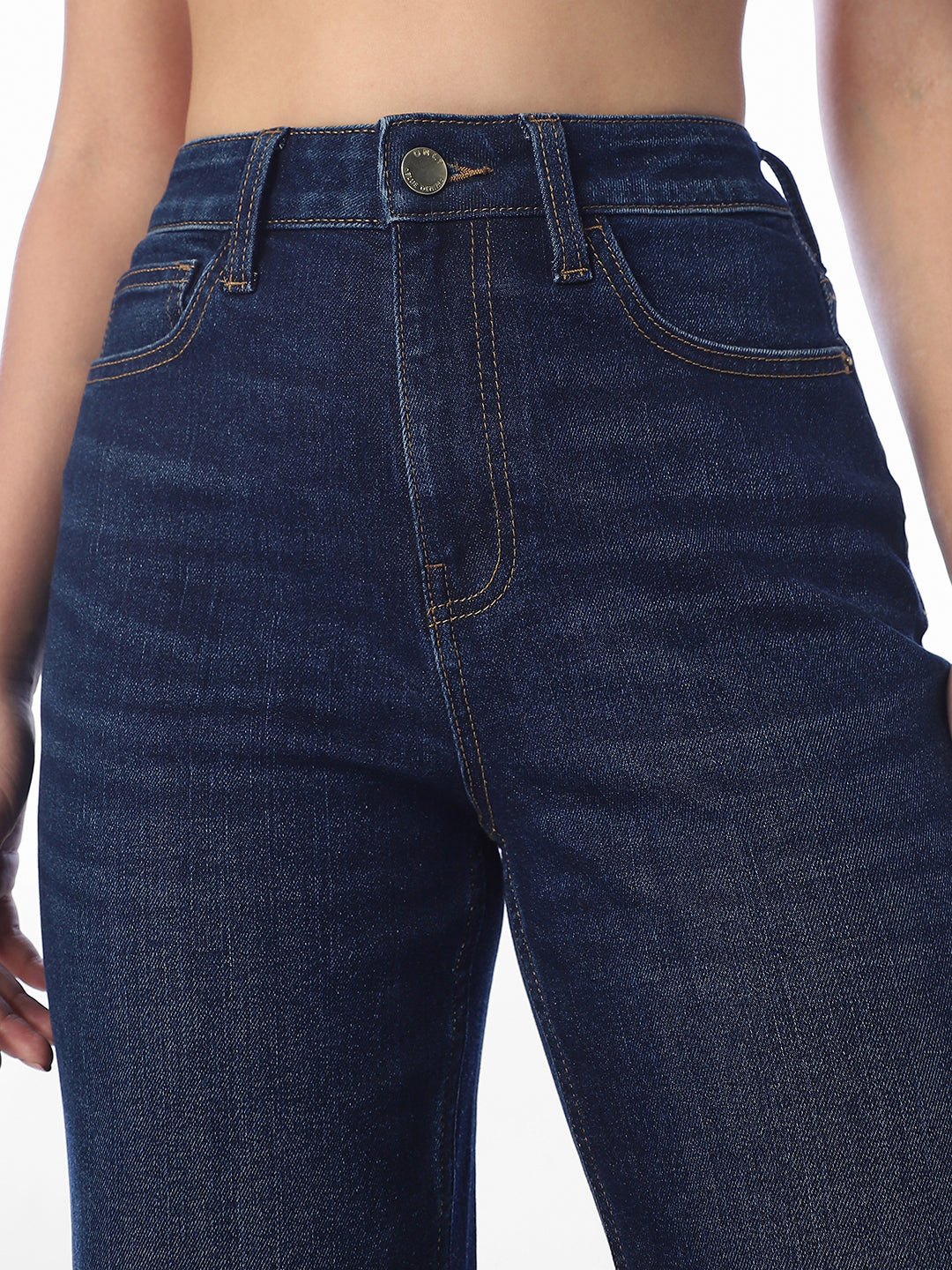 Dark Blue High Rise Straight Fit Jeans