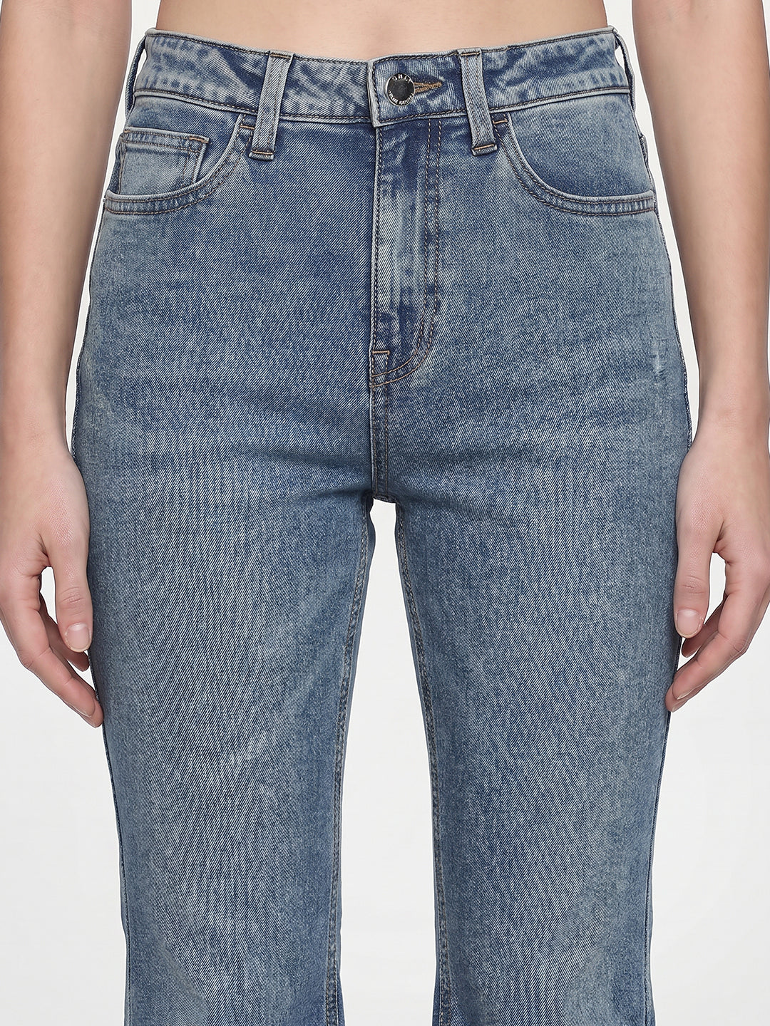 Blue Washed Straight Fit Jeans