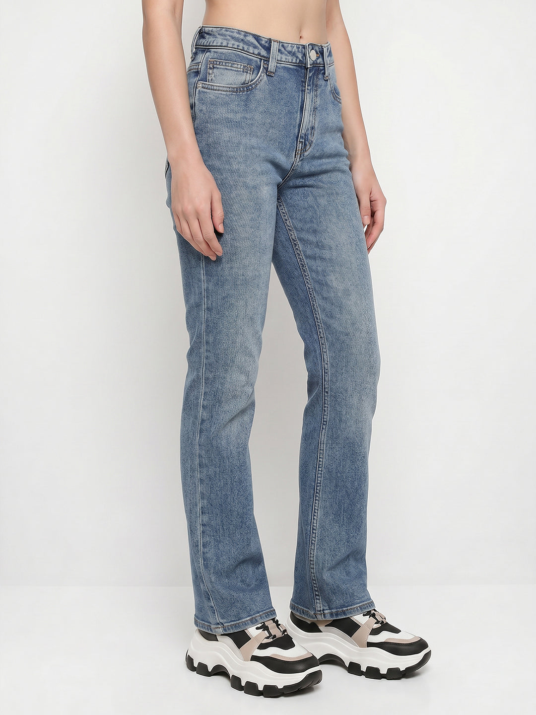 Blue Washed Straight Fit Jeans