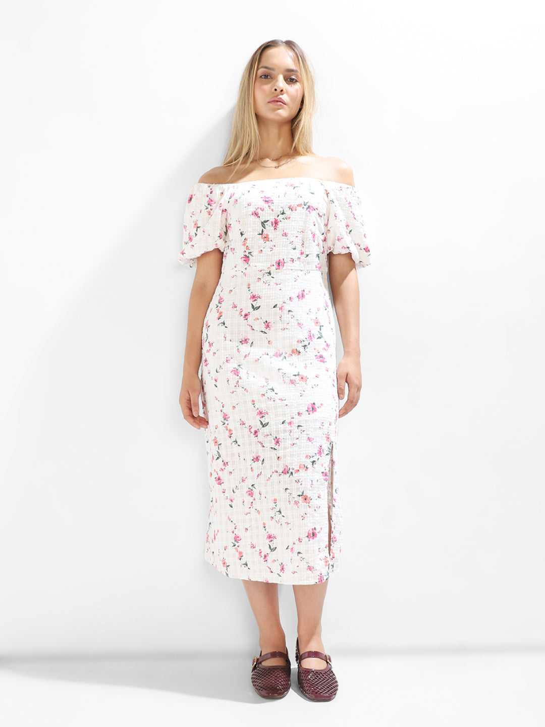 Floral Off-Shoulder Midi Dress