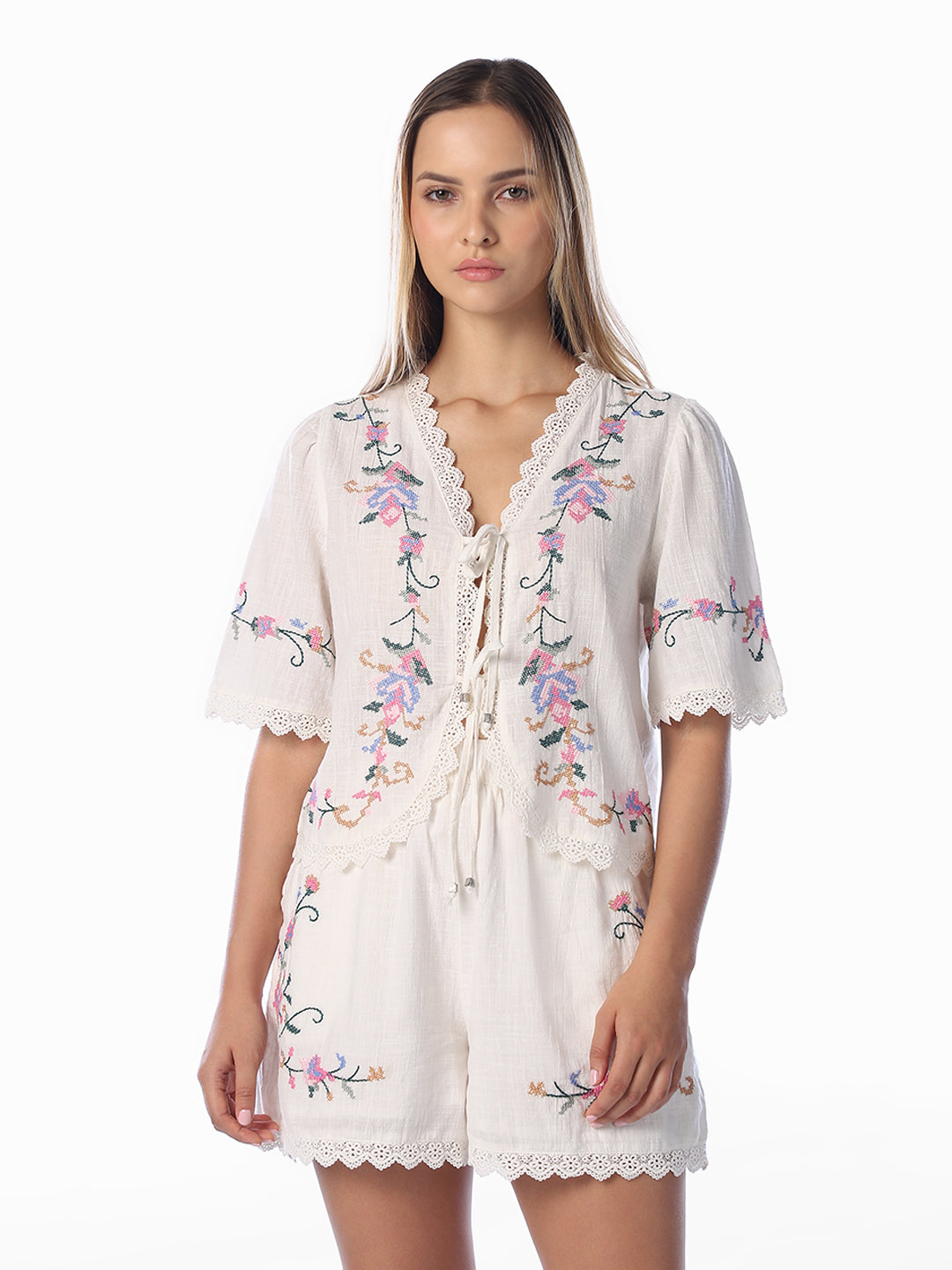 White Embroidered Top