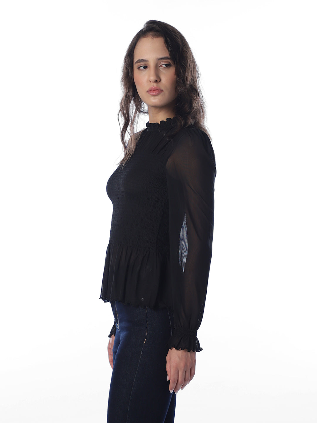 Black Smocked Top