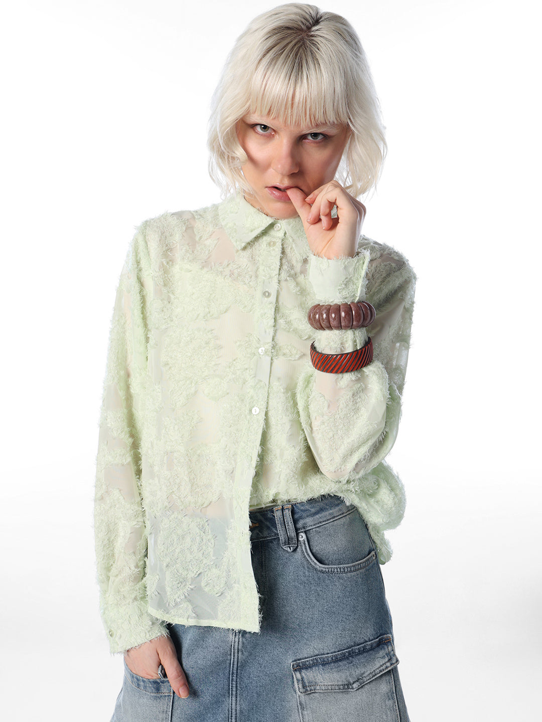 Lime Green Textured Shirt