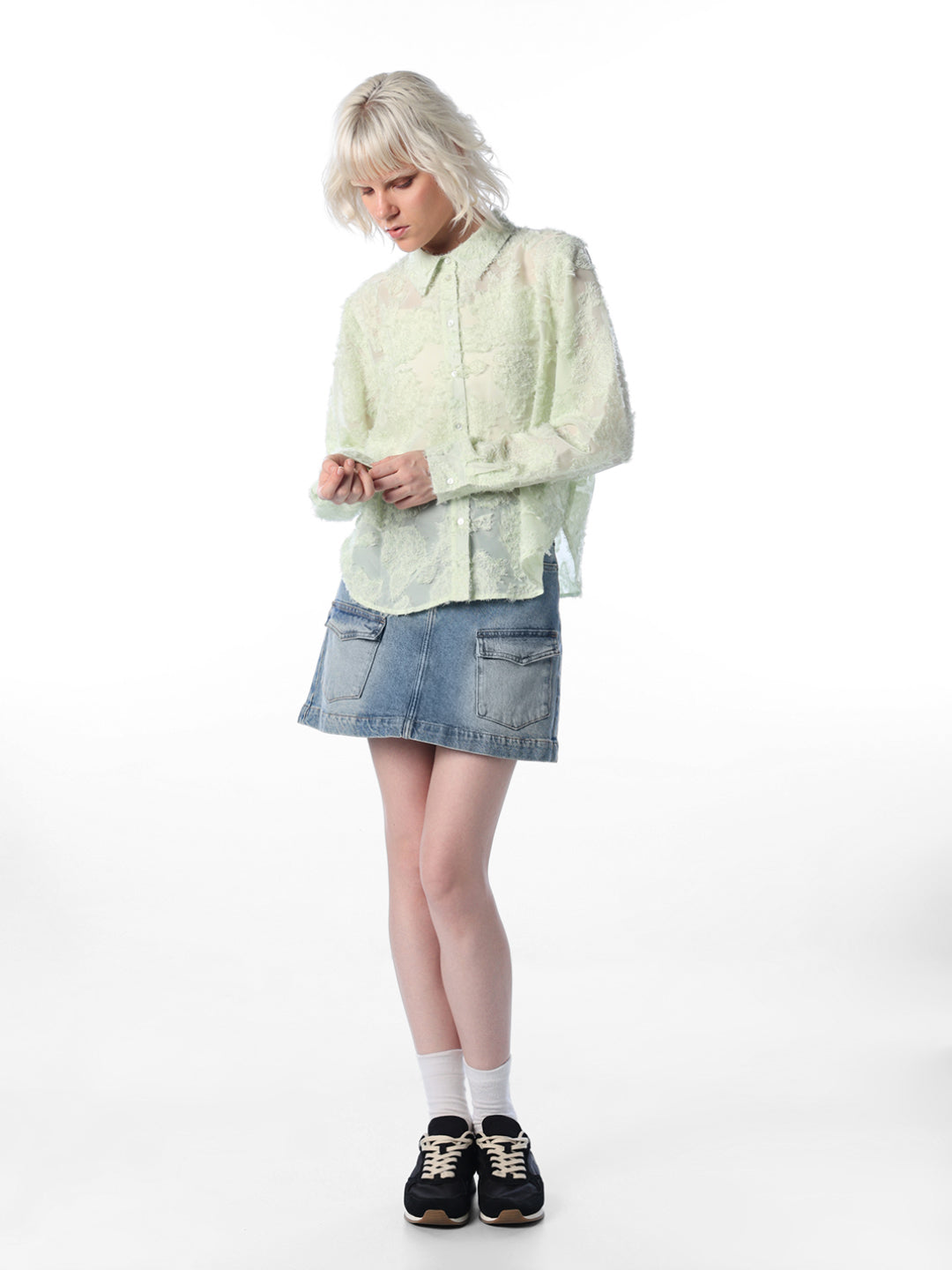 Lime Green Textured Shirt