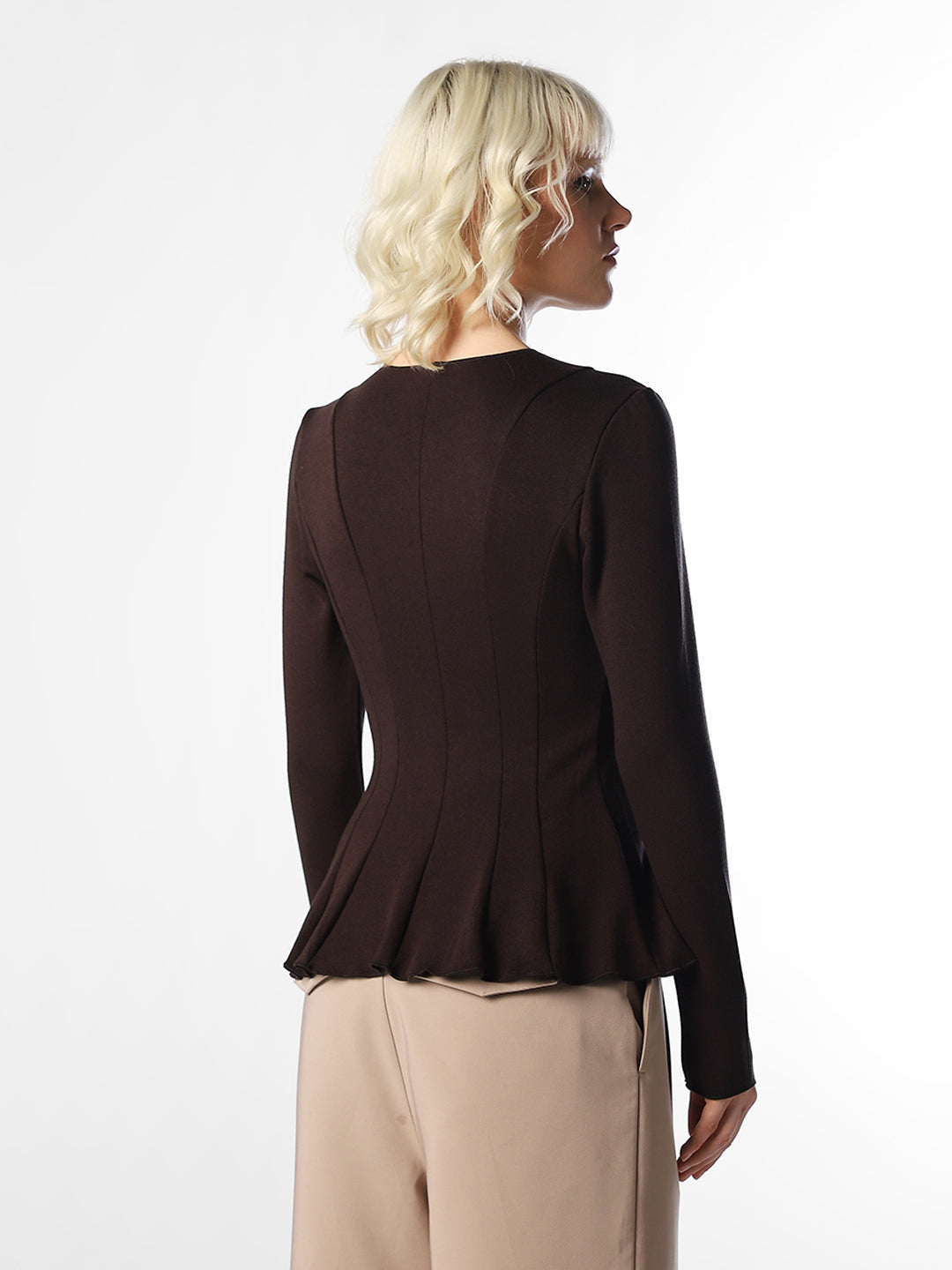 Dark Brown Peplum Top