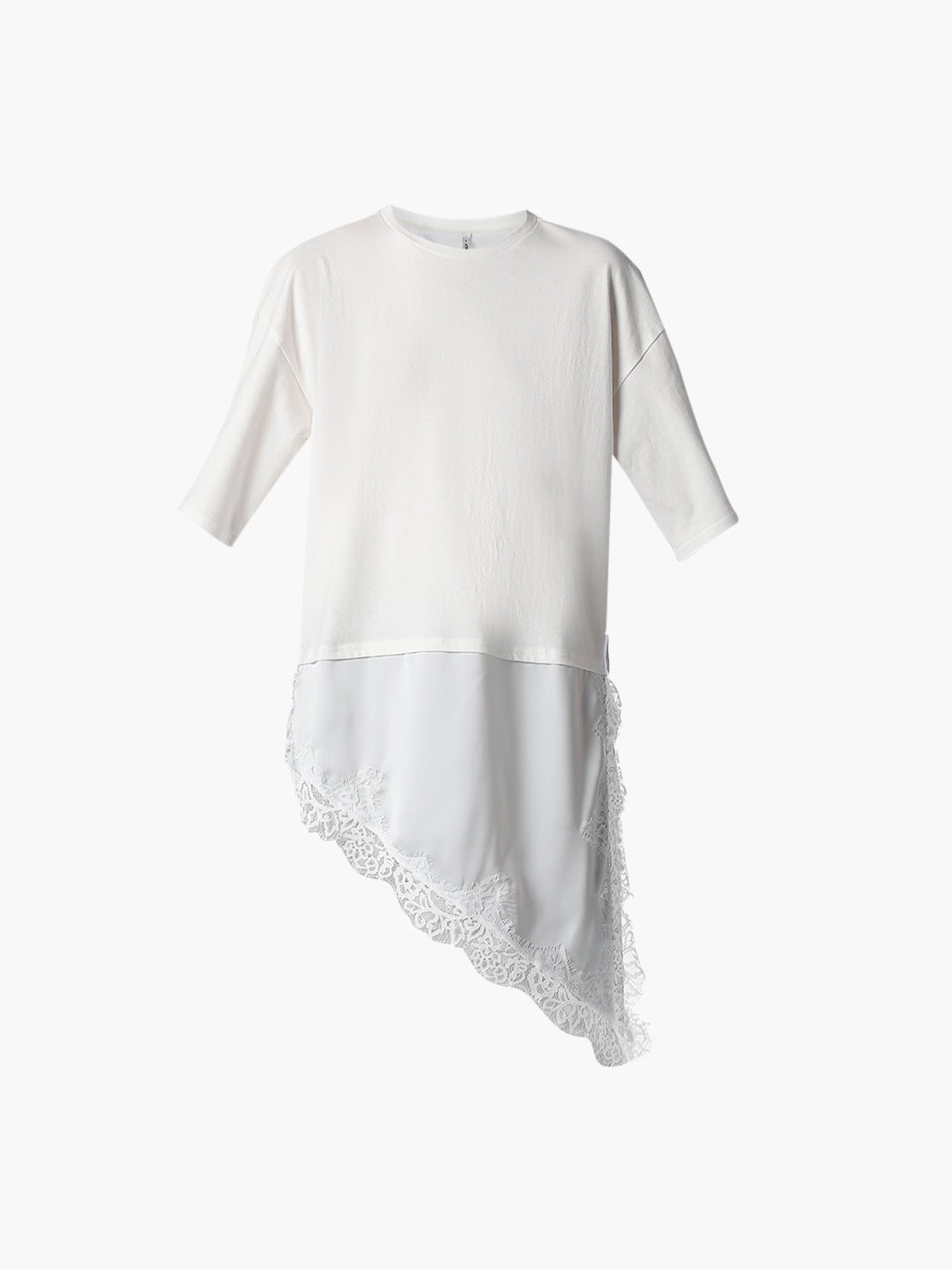 White Asymmetric Lace Top