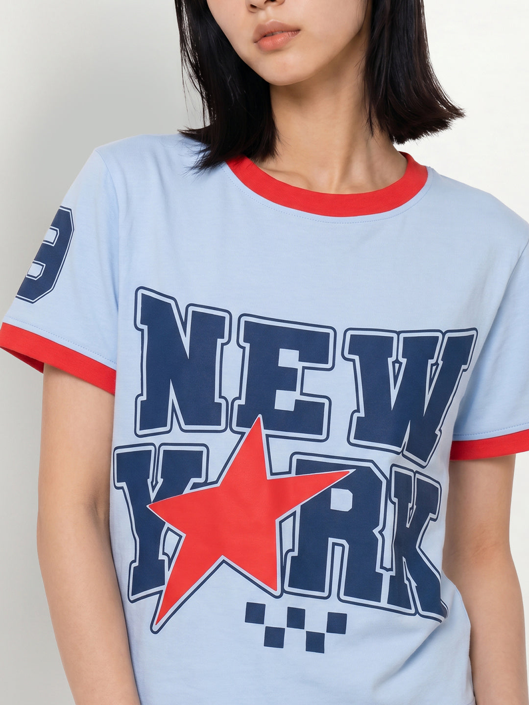 Blue Printed Cotton T-shirt
