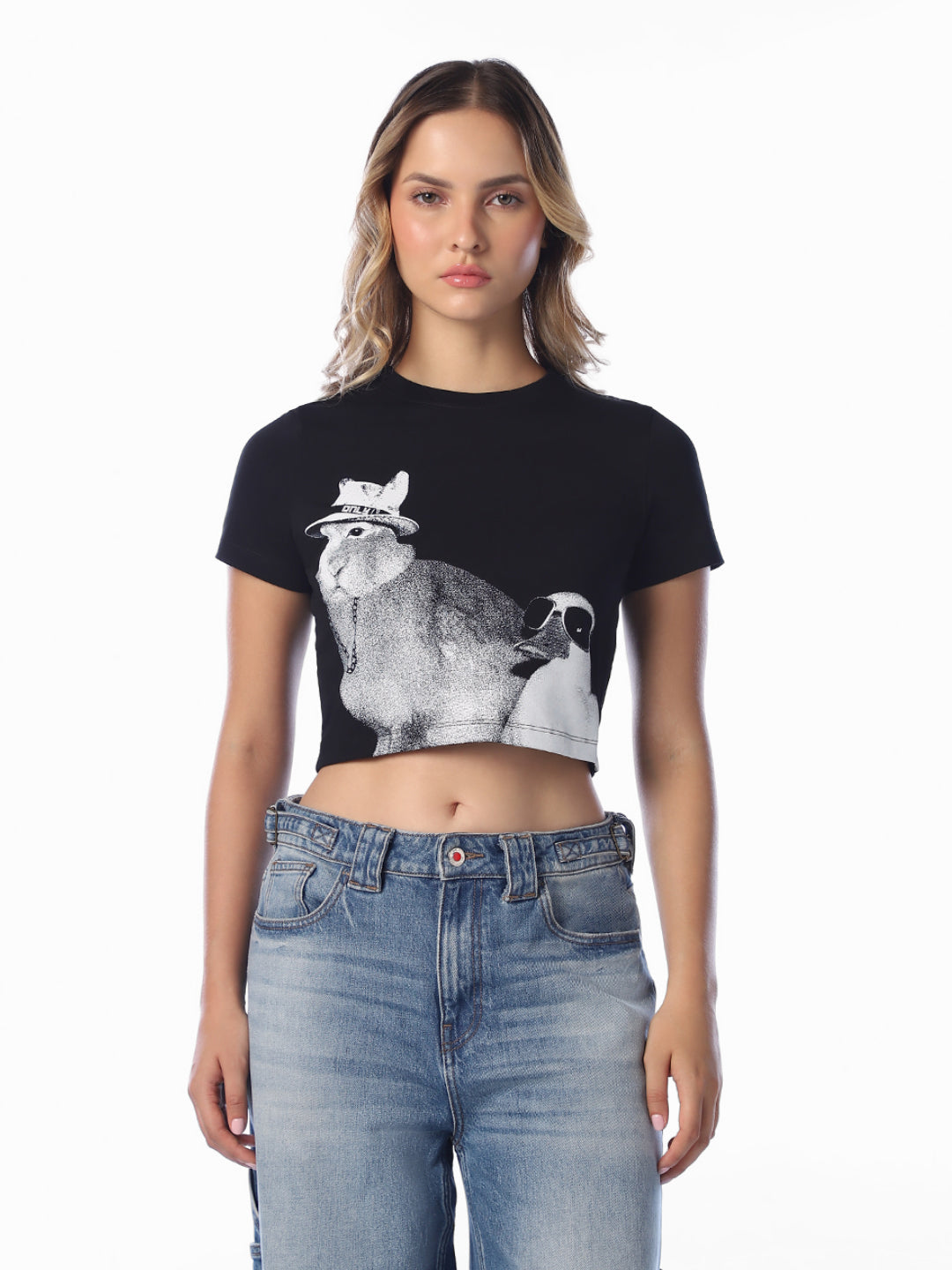 Black Printed Cotton T-shirt