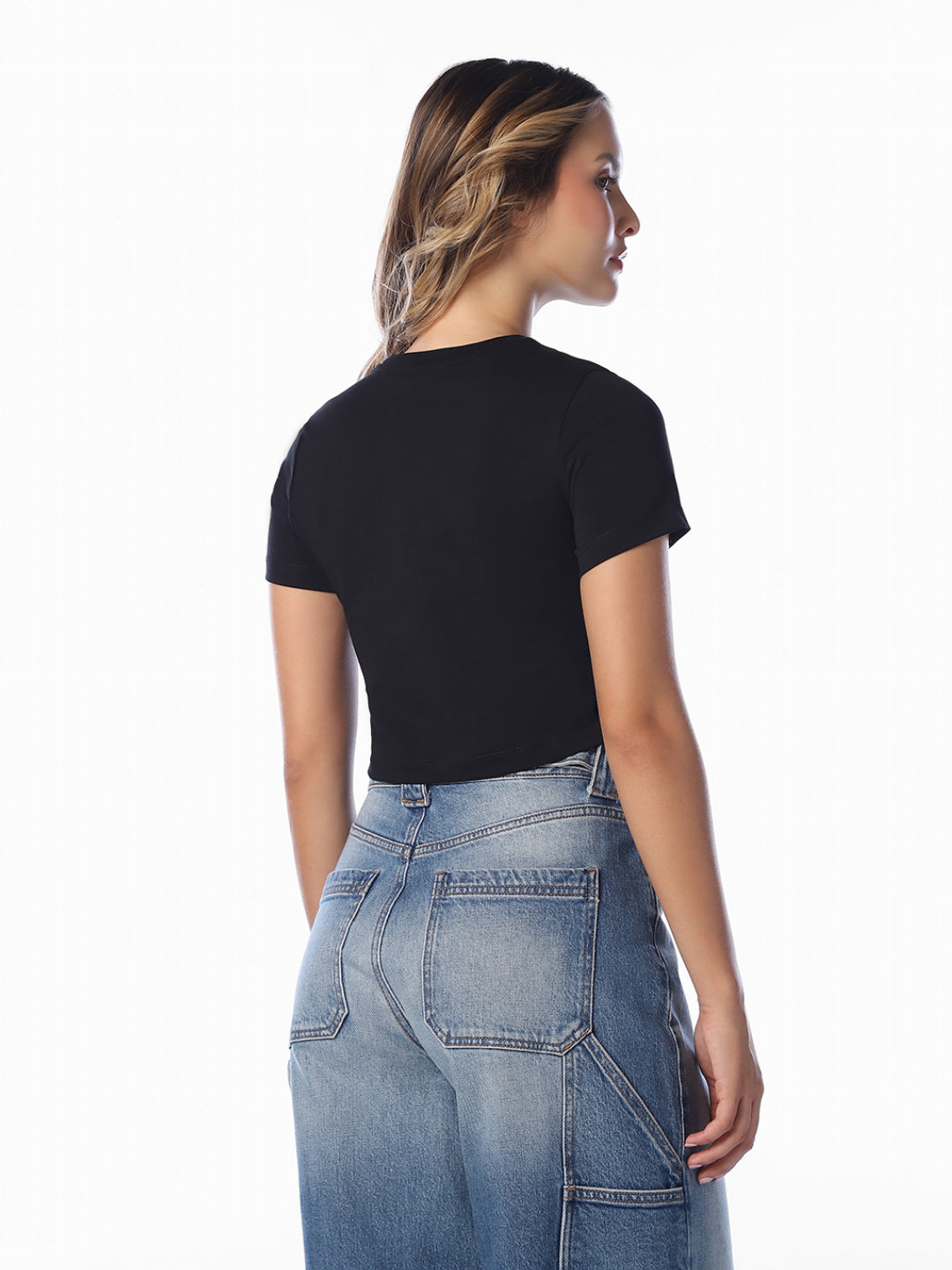 Black Printed Cotton T-shirt
