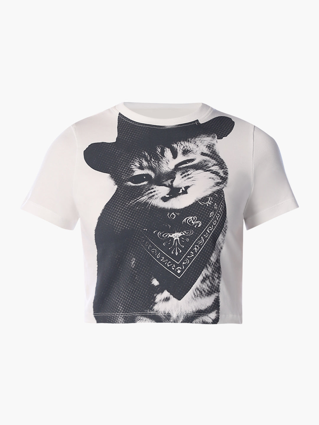 White Printed Cotton T-shirt