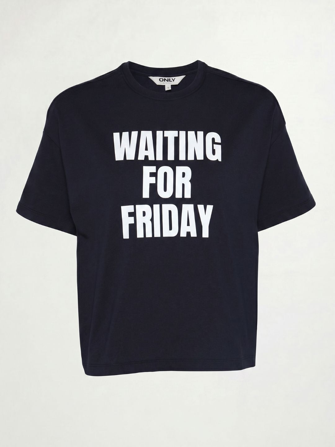 Navy Blue Text Print T-shirt