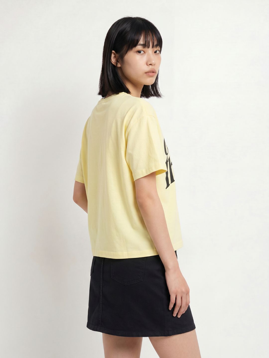 Yellow Printed Cotton T-shirt