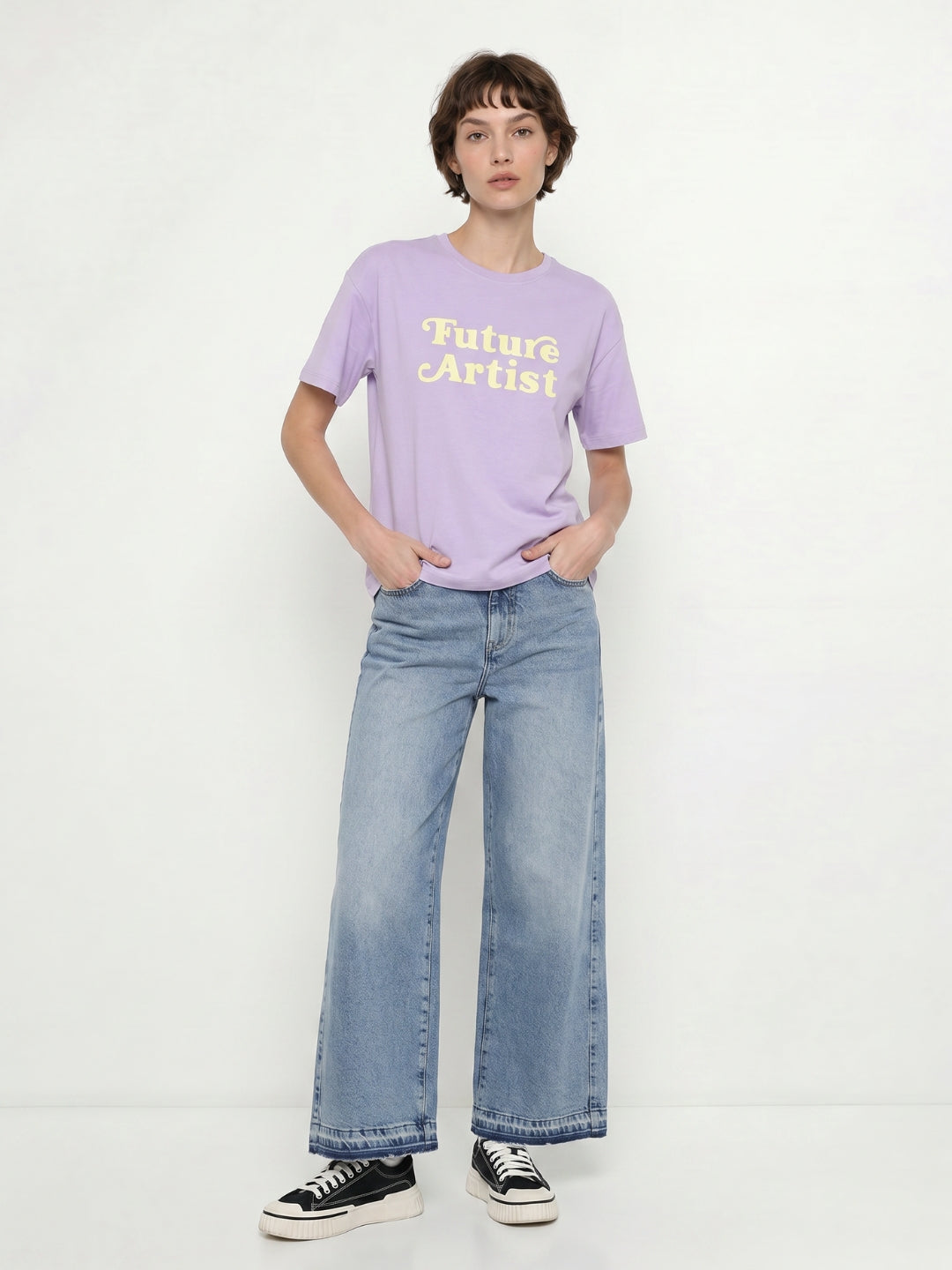 Purple Printed Cotton T-shirt