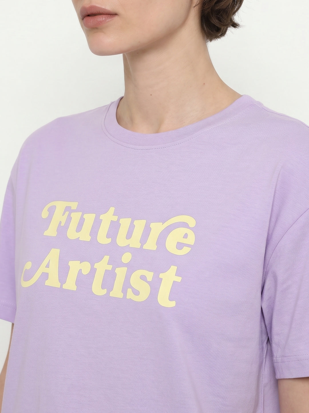 Purple Printed Cotton T-shirt
