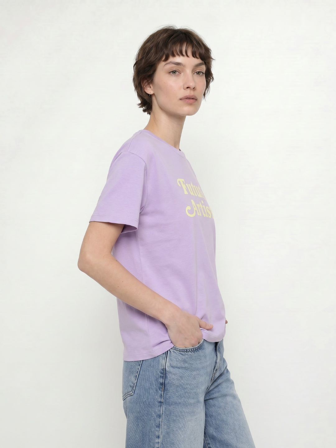 Purple Printed Cotton T-shirt