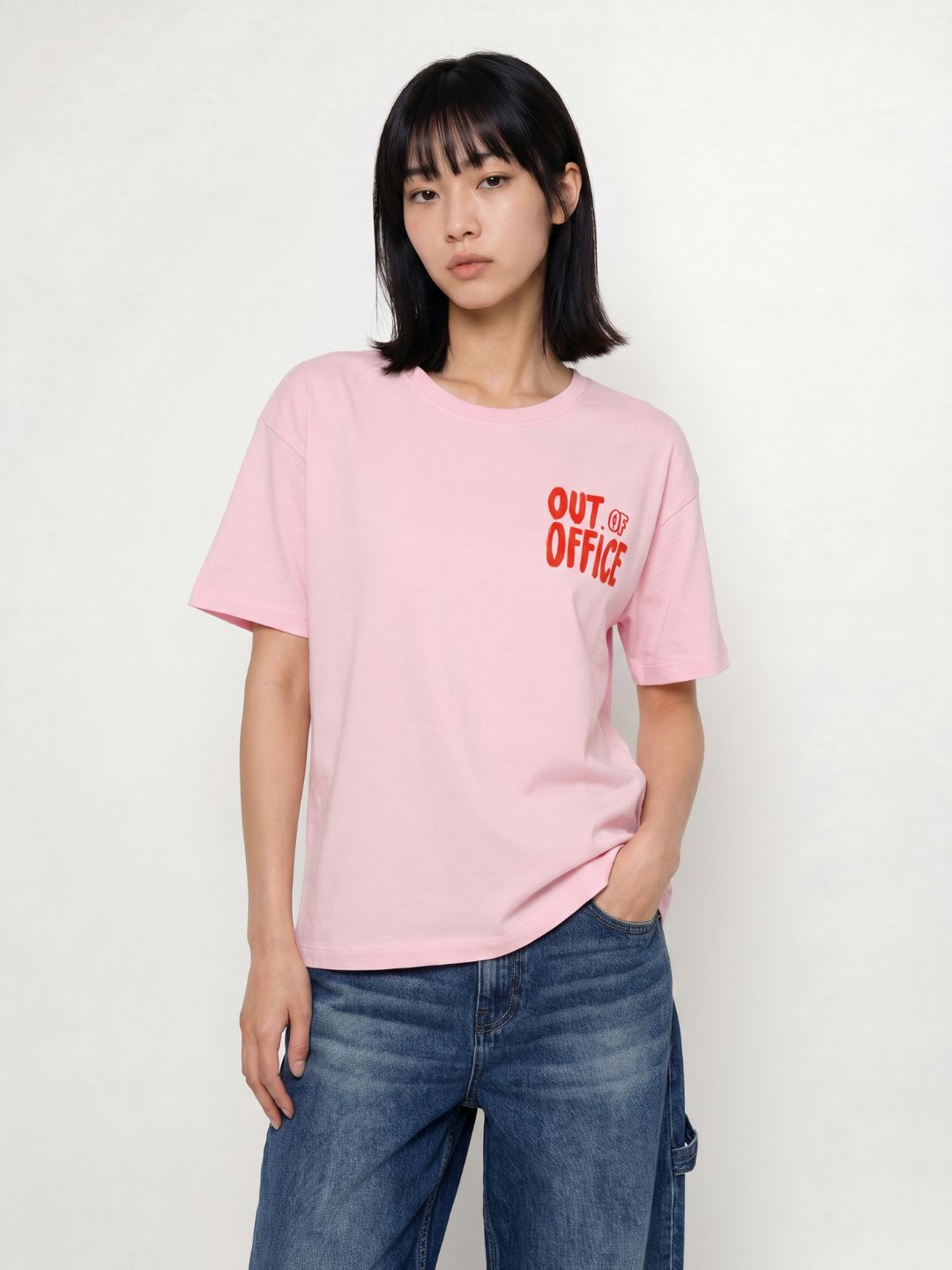 Pink Typographic Print T-shirt