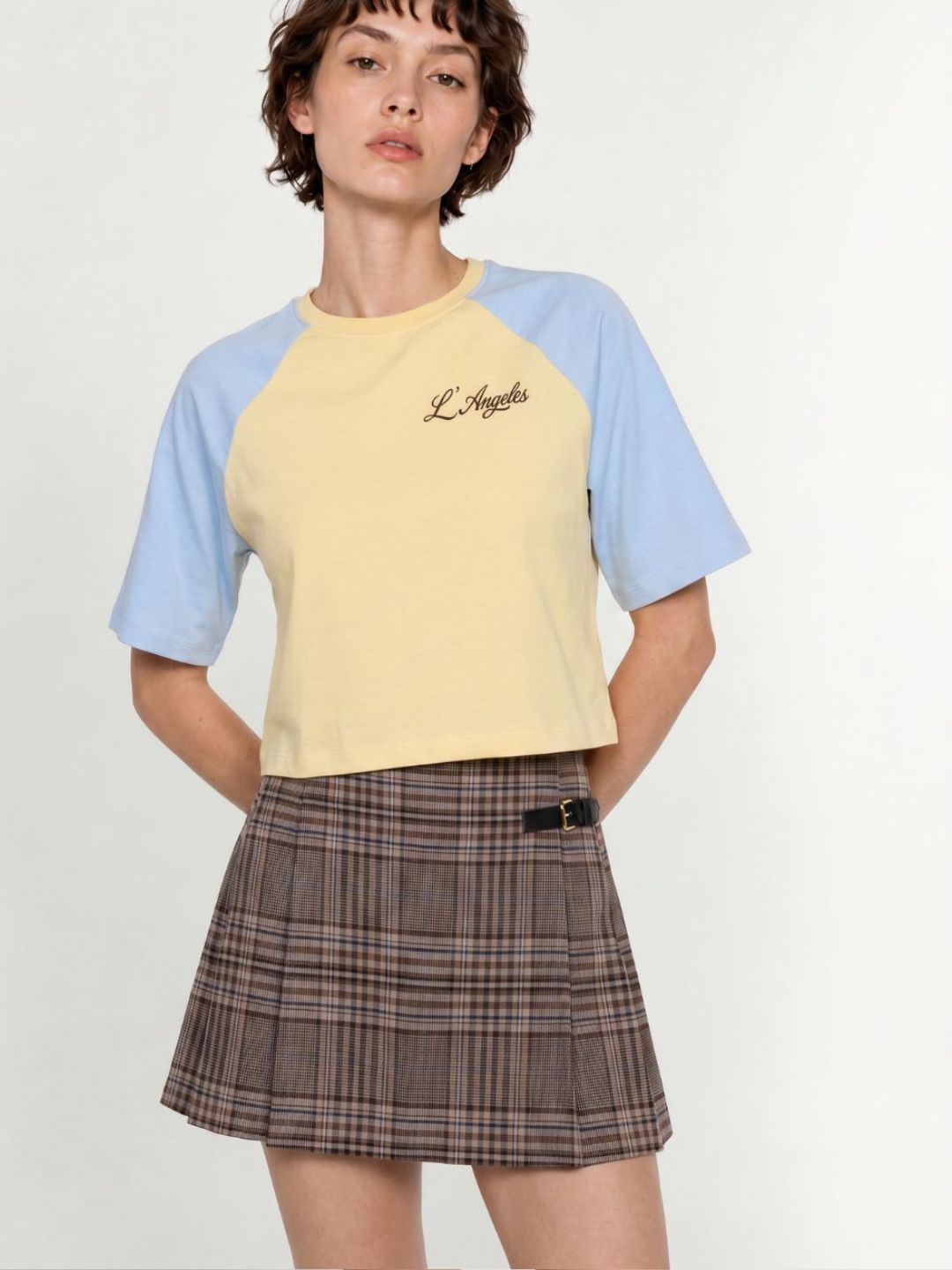 Colourblocked Cropped T-Shirt