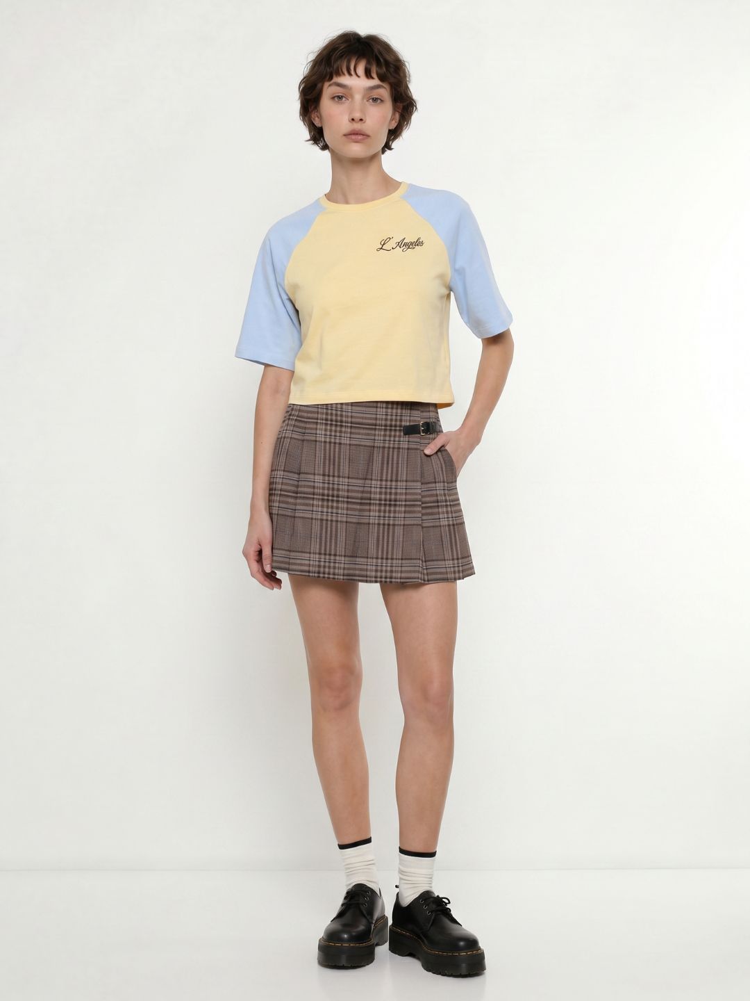 Colourblocked Cropped T-Shirt