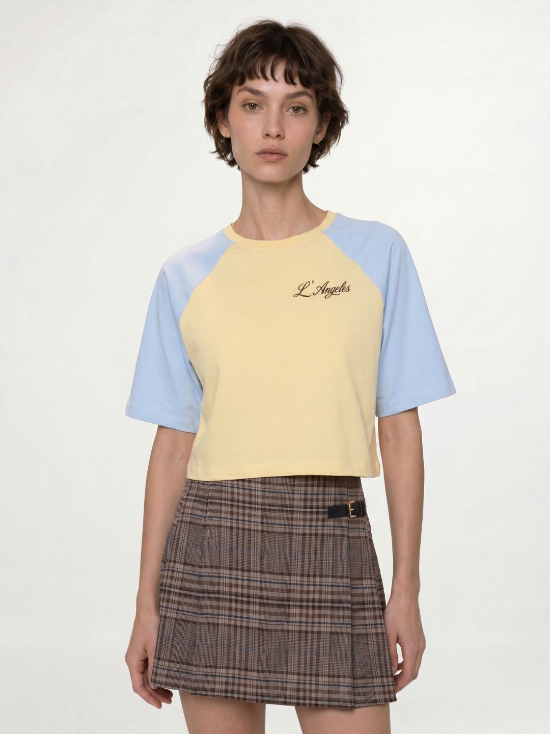Colourblocked Cropped T-Shirt