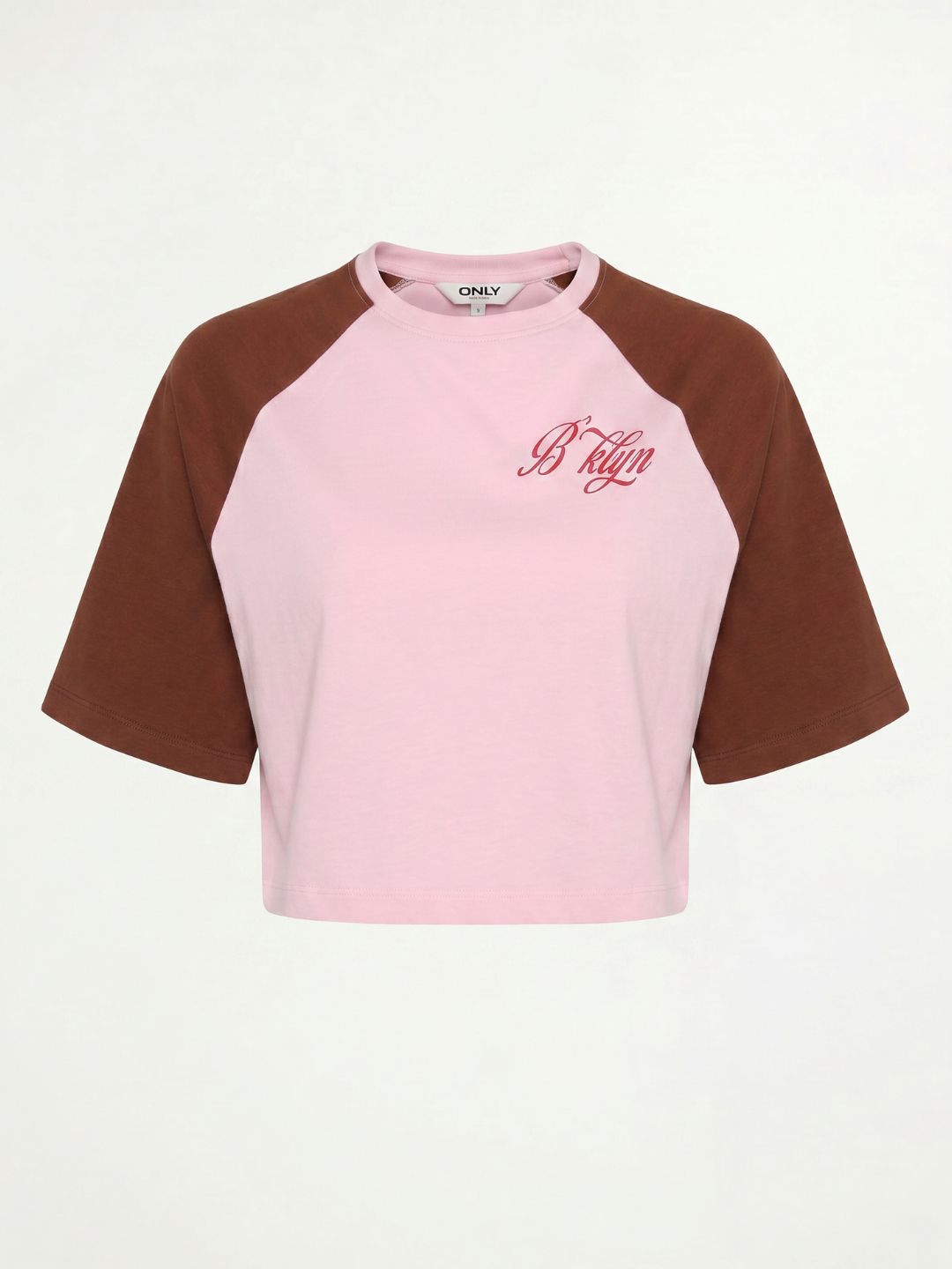 Pink Colourblocked Cropped T-Shirt