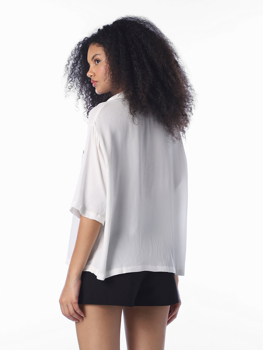 White Printed Oversized Shirt