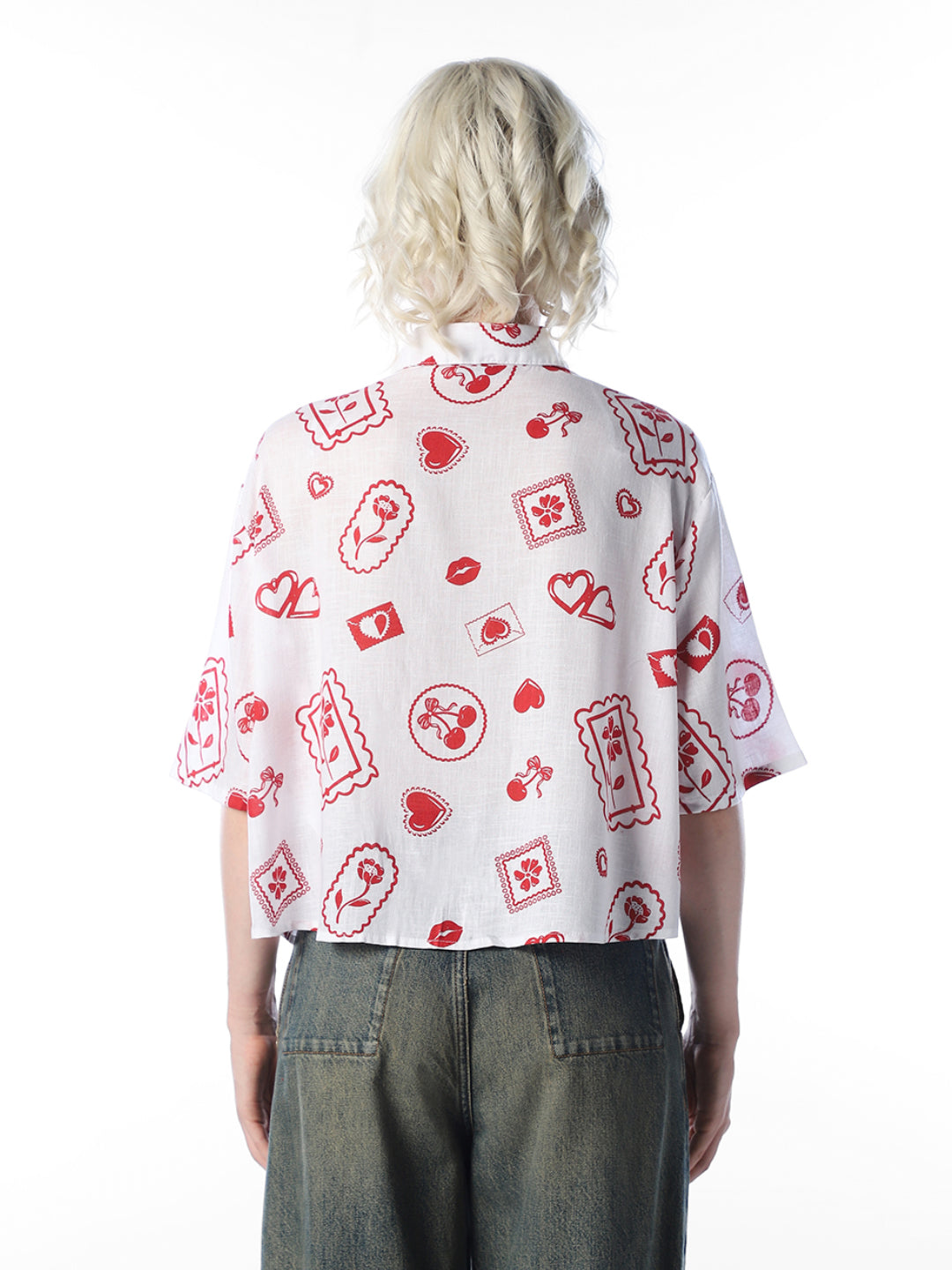 White Printed Oversized Shirt