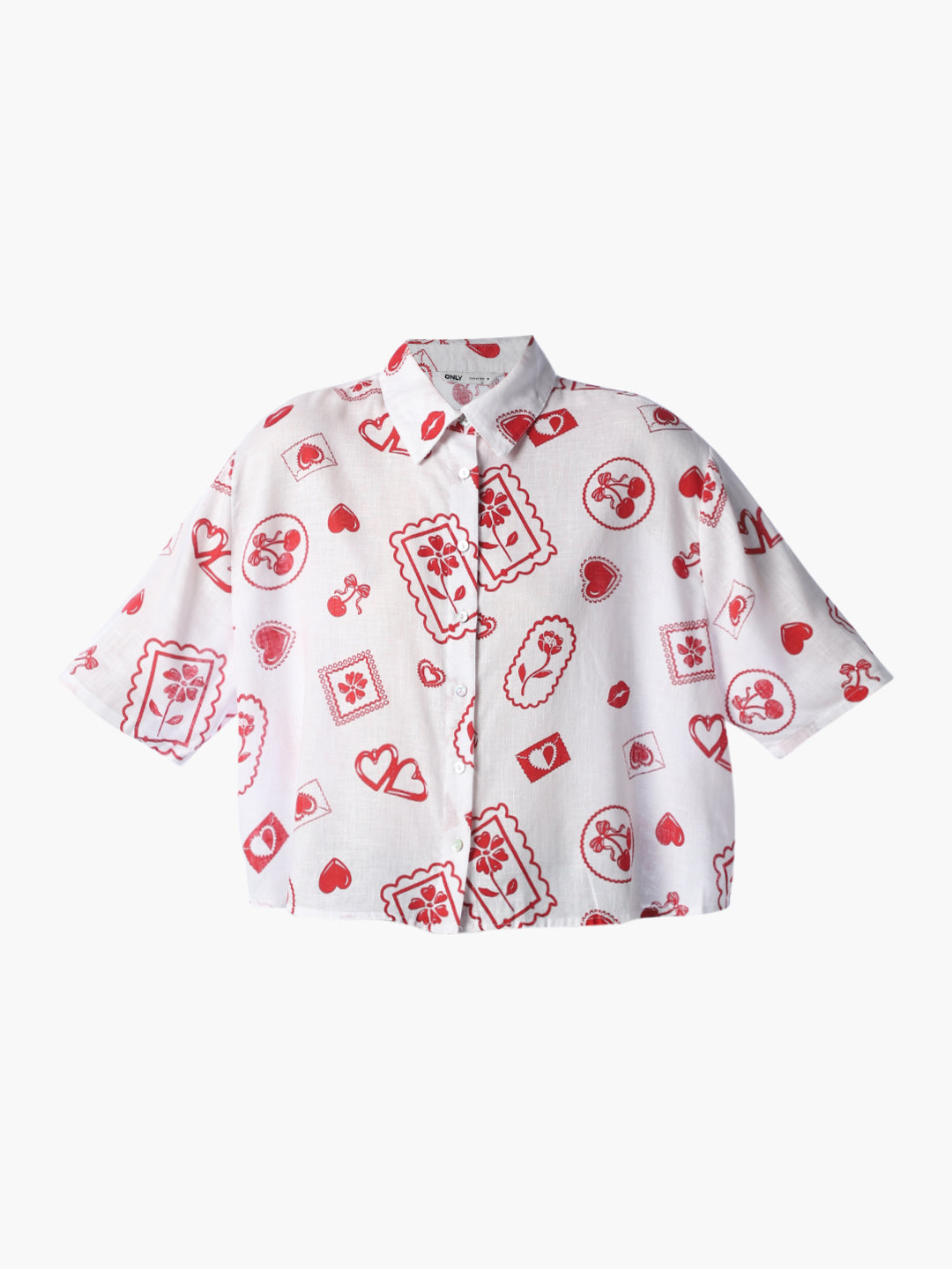 White Printed Oversized Shirt
