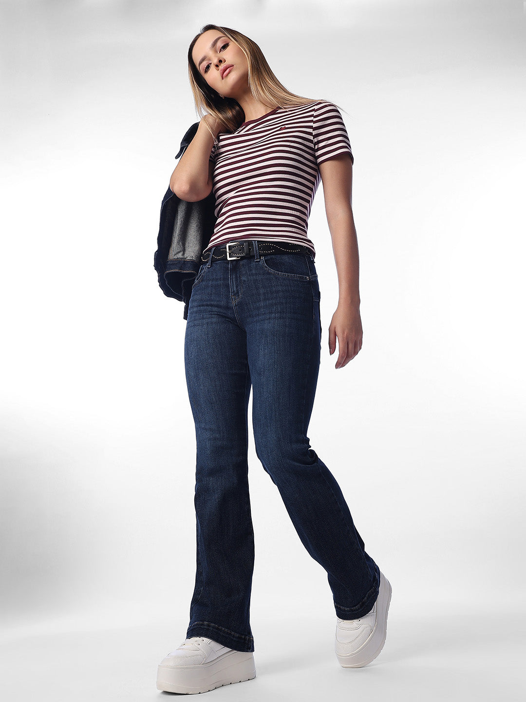 Dark Blue Flared Push up Jeans