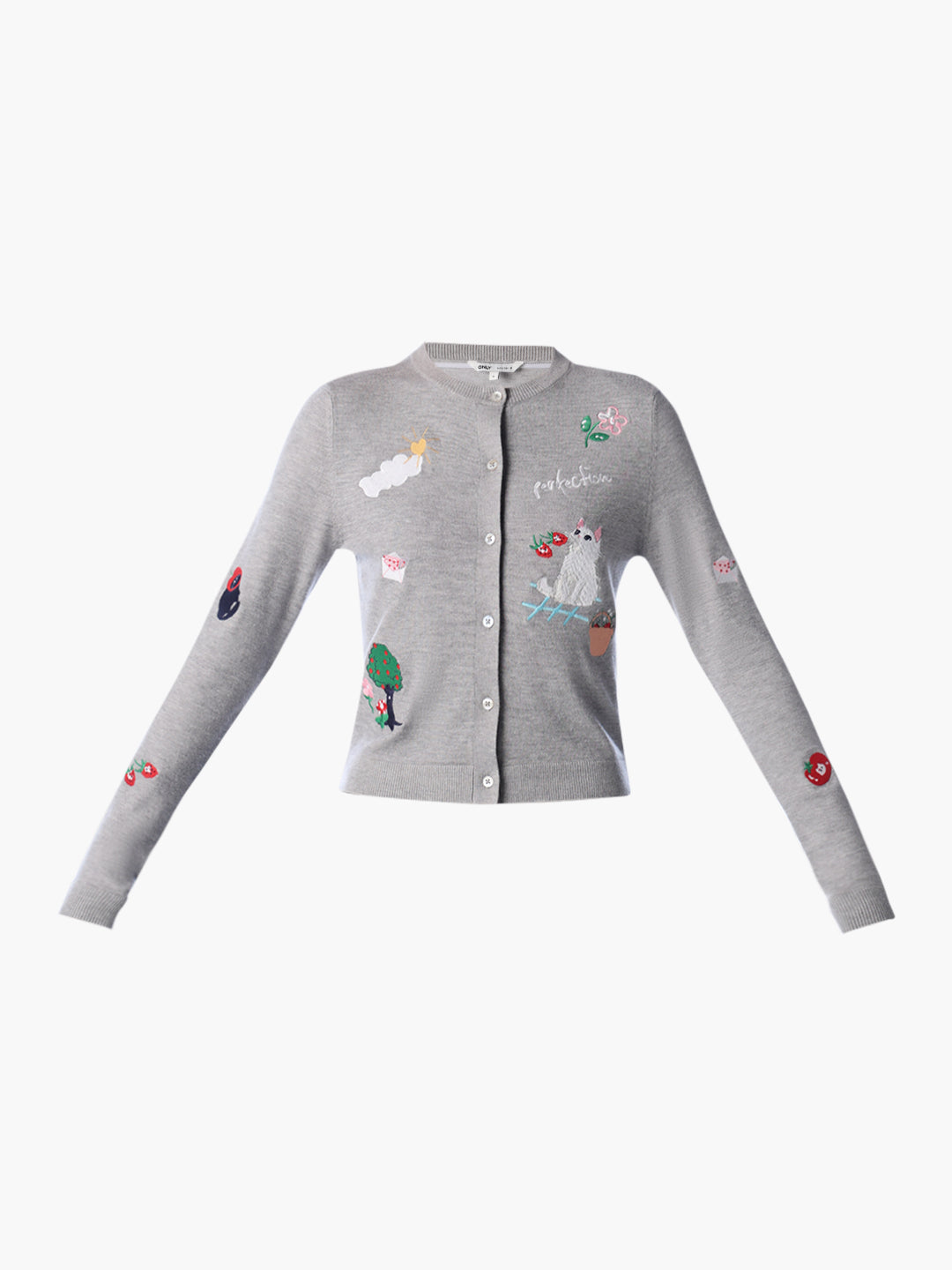 Grey Embroidered Cardigan
