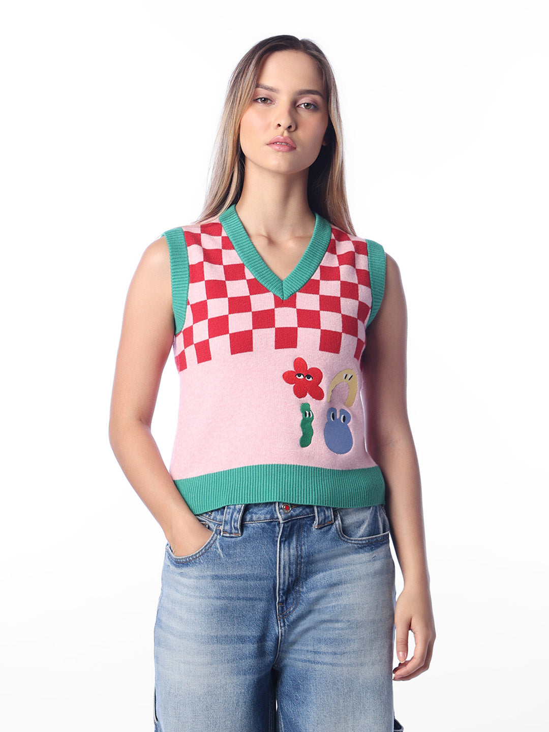 Pink Printed Knit Top
