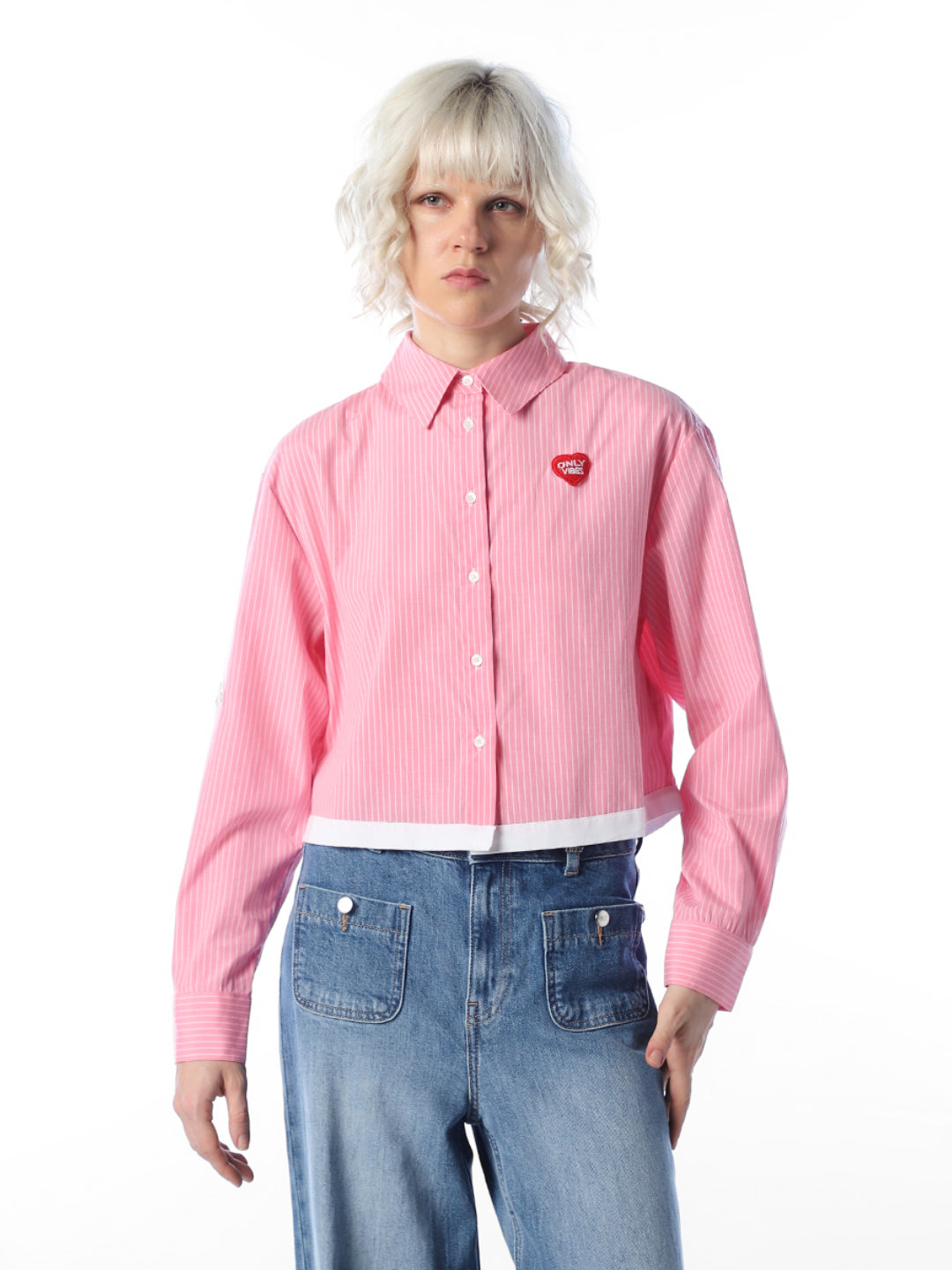 Pink Striped Cropped Shirt