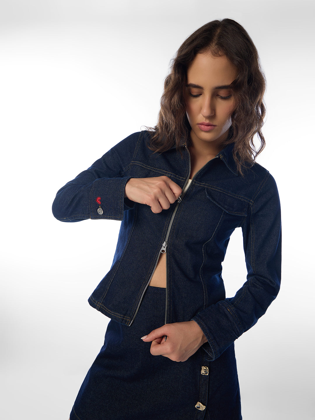 Dark Blue Zip-Up Shacket