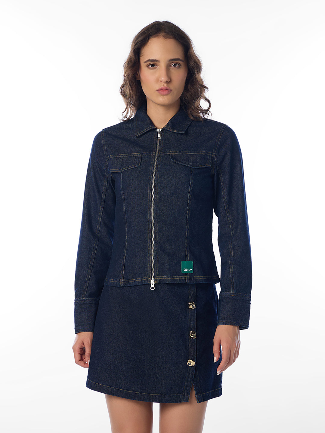 Dark Blue Zip-Up Shacket