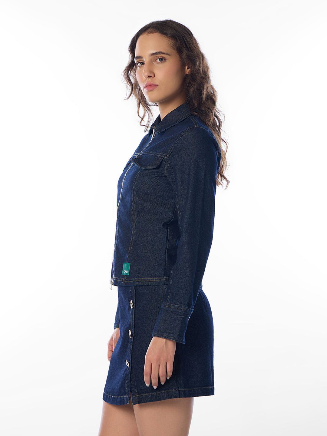 Dark Blue Zip-Up Shacket