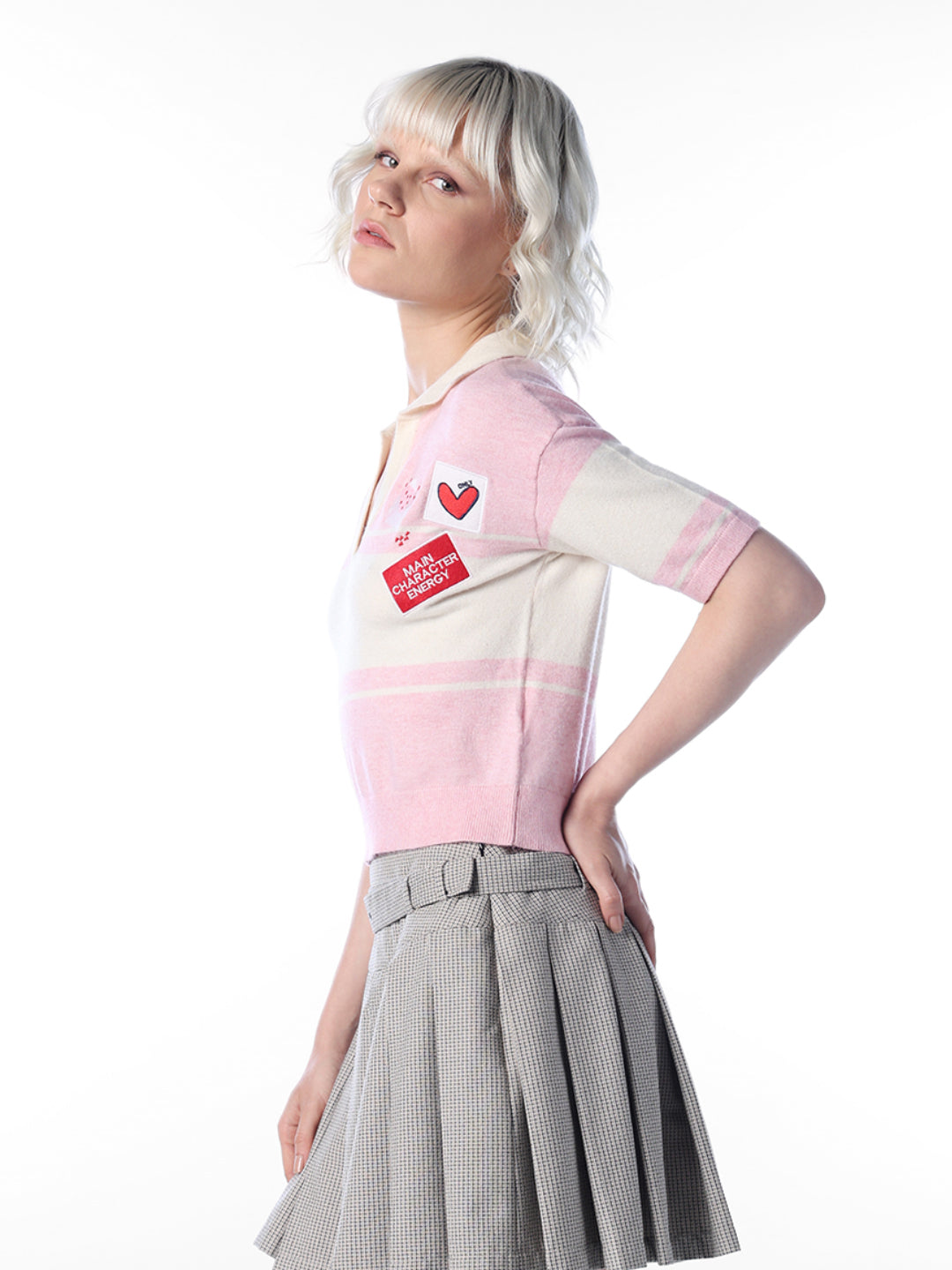 Pink Colourblocked Polo