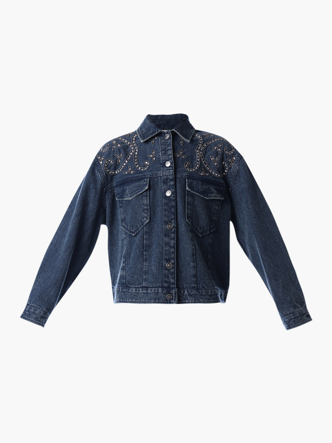 Blue Embellished Denim Jacket