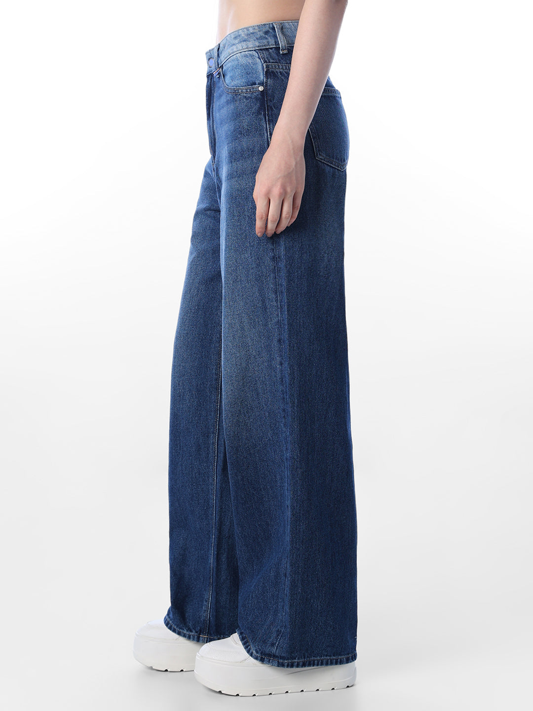 Dark Blue High Rise Wide Leg Jeans